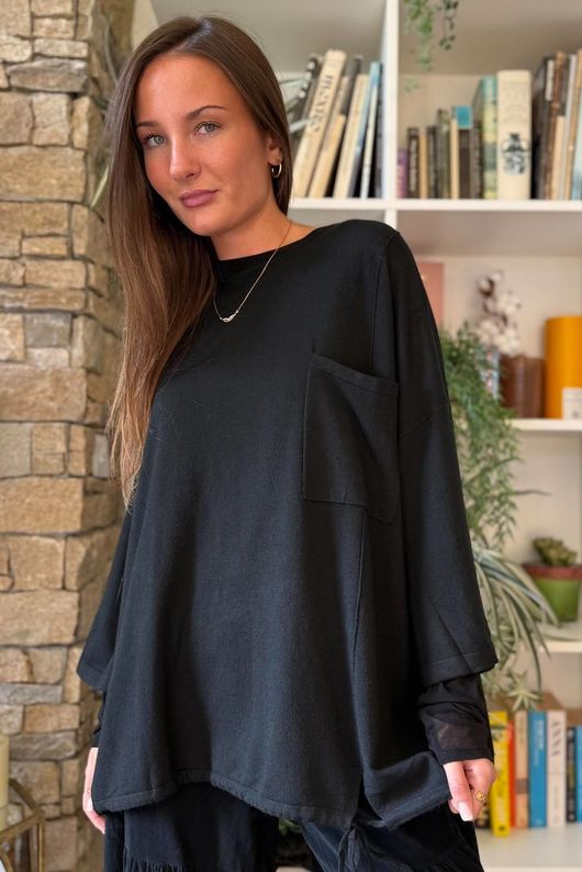 Sander Pull Tie Fine Knit Black